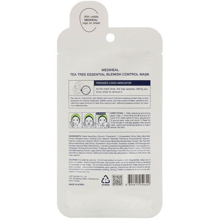 Mediheal, Tea Tree, Essential Blemish Control Mask, 1 Sheet, 0.81 fl oz (24 ml):أقنعة العيب, حب الشباب