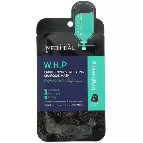 Mediheal, W.H.P, Brightening & Hydrating Charcoal Mask, 1 Sheet, 0.84 fl oz (25 ml) فوائد