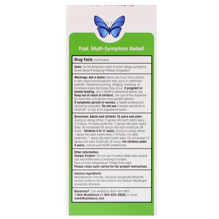 MediNatura, ClearLife, Safe Relief, Allergy Relief Nasal Spray, 0.68 fl oz (20 ml):رذاذ الأنف, غسل الجي,ب الأنفية