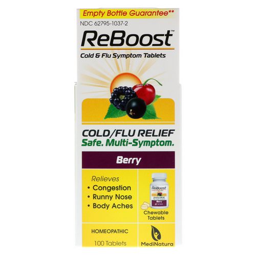 MediNatura, ReBoost, Cold/Flu Relief, Berry, 100 Chewable Tablets فوائد