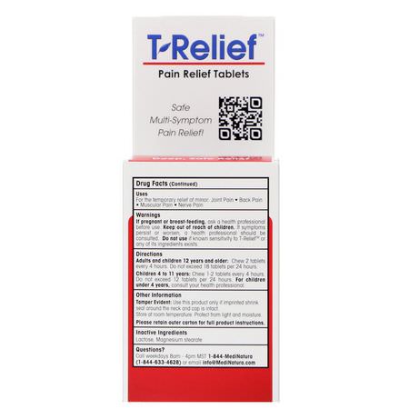 MediNatura, T-Relief, Safe Relief, Pain Relief Tablets, 100 Tablets:تخفيف الألم, الإسعافات الأ,لية