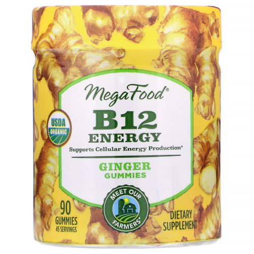 MegaFood, B12 Energy, Ginger, 90 Gummies فوائد