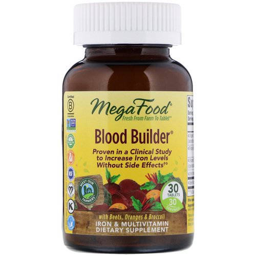 MegaFood, Blood Builder, 30 Tablets فوائد