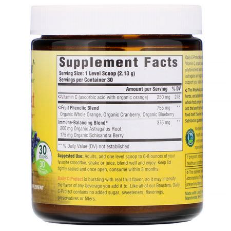 MegaFood, Daily C-Protect, Nutrient Booster Powder, Unsweetened, 2.25 oz (63.9 g):الأنفل,نزا ,السعال