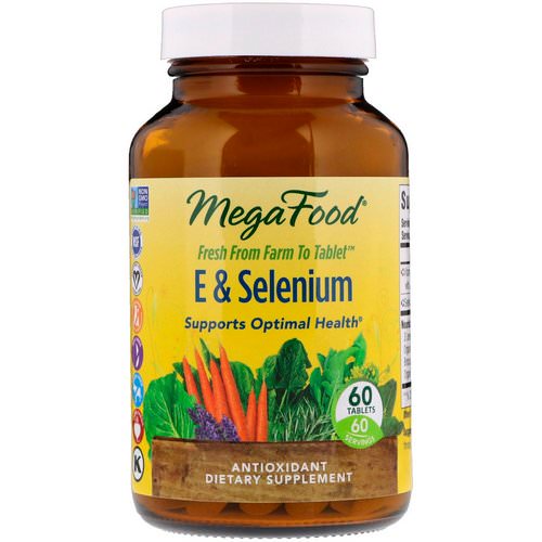 MegaFood, E & Selenium, 60 Tablets فوائد