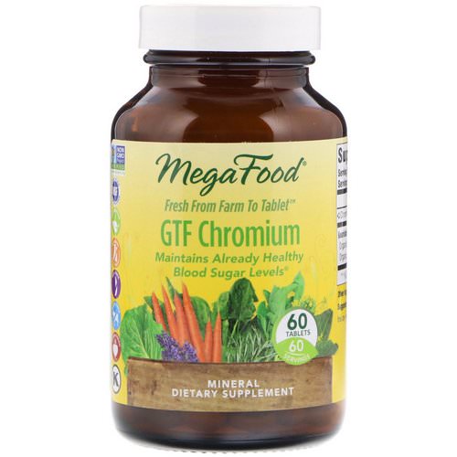 MegaFood, GTF Chromium, 60 Tablets فوائد