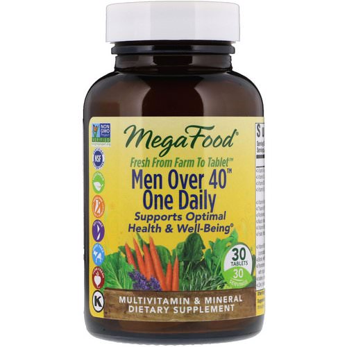 MegaFood, Men Over 40 One Daily, Iron Free Formula, 30 Tablets فوائد