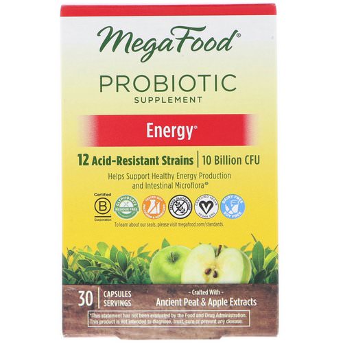 MegaFood, Probiotic Supplement, Energy, 30 Capsules فوائد