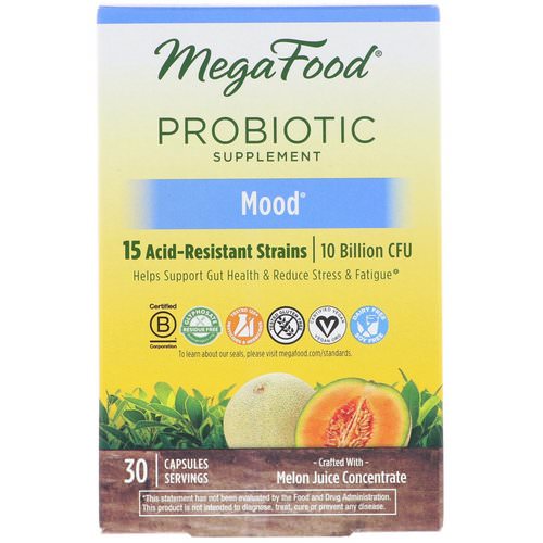 MegaFood, Probiotic Supplement, Mood, 30 Capsules فوائد