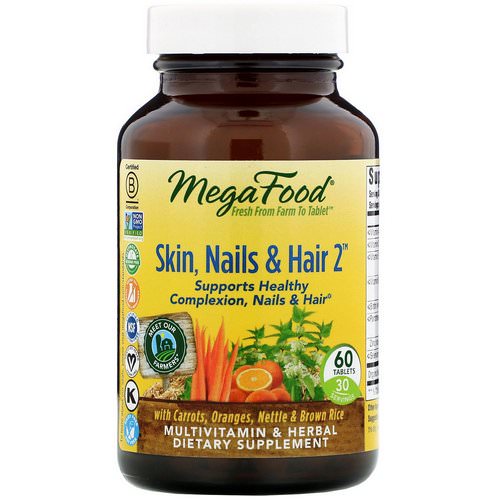 MegaFood, Skin, Nails & Hair 2, 60 Tablets فوائد