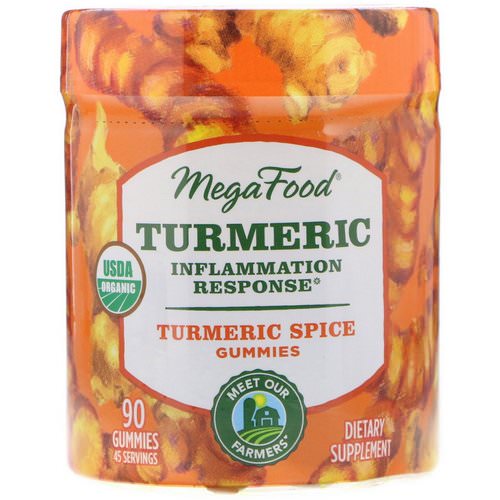 MegaFood, Turmeric, Inflammation Response, Turmeric Spice, 90 Gummies فوائد