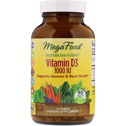 MegaFood, Vitamin D3, 1,000 IU, 90 Tablets فوائد