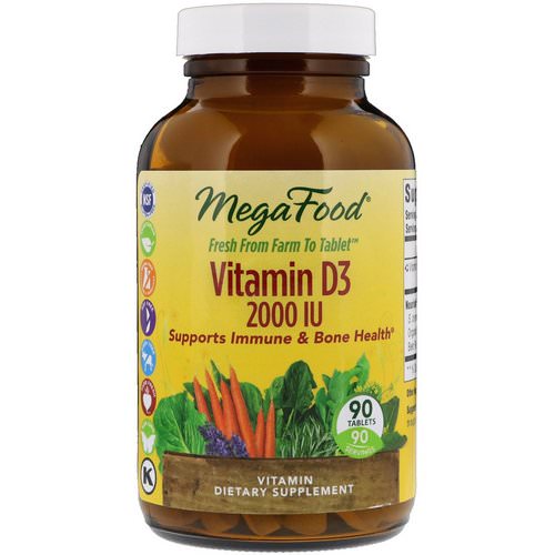 MegaFood, Vitamin D3, 2000 IU, 90 Tablets فوائد