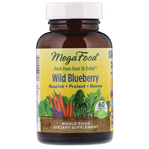 MegaFood, Wild Blueberry, 60 Tablets فوائد