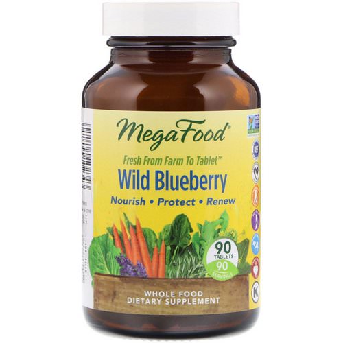 MegaFood, Wild Blueberry, 90 Tablets فوائد