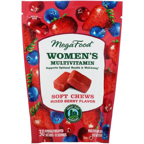 MegaFood, Women's Multivitamin Soft Chews, Mixed Berry Flavor, 30 Individually Wrapped Soft Chews فوائد