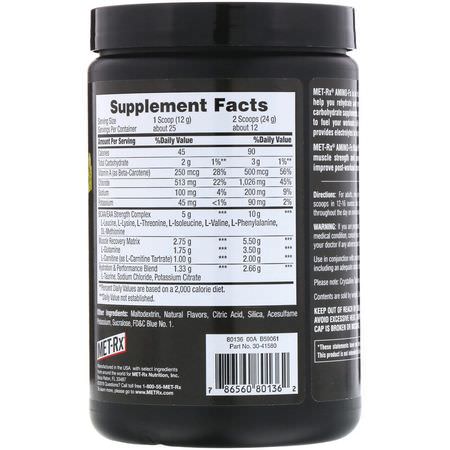 MET-Rx, Amino-Fx Intra Workout Enhancer, Lemon Lime, 10.56 oz (299.37 g):BCAA,الأحماض الأمينية