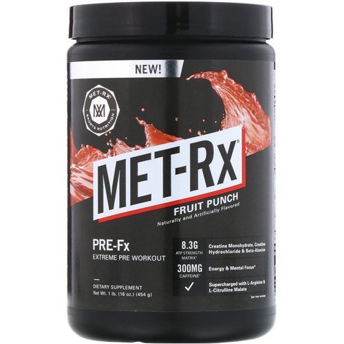 MET-Rx, Pre-Fx Extreme Pre Workout, Fruit Punch, 16 oz (454 g) فوائد