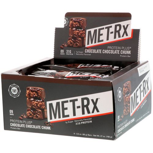 MET-Rx, Protein Plus Bar, Chocolate Chocolate Chunk, 9 Bars, 3.0 oz (85 g) Each فوائد