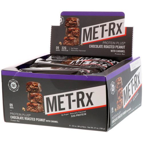 MET-Rx, Protein Plus Bar, Chocolate Roasted Peanut with Caramel, 9 Bars, 3.0 oz (85 g) Each فوائد