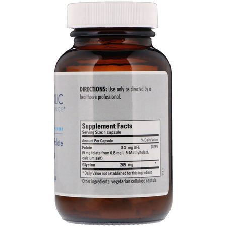 Metabolic Maintenance, L-Methylfolate, 5 mg, 90 Capsules:فيتامين ب, الفيتامينات