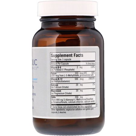Metabolic Maintenance, SAMe Plus Cofactors, 200 mg, 60 Capsules:Tosylate, SAM-e