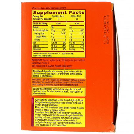 Metamucil, 4 in 1 MultiHealth Fiber, Orange Smooth Singles, 30 Packets, 0.43 oz (12 g) Each:سيللي,م هسك, ليف