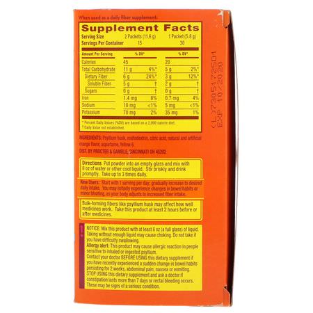 Metamucil, 4 in 1 MultiHealth Fiber Powder, Sugar Free, Orange Smooth Singles, 30 Packets, 0.21 oz (5.8 g) Each:سيللي,م هسك, ليف