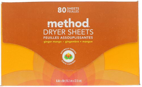Method, Dryer Sheets, Ginger Mango, 80 Sheets فوائد