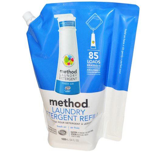 Method, Laundry Detergent Refill, 85 Loads, Fresh Air, 34 fl oz (1020 ml) فوائد