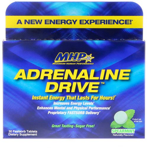 MHP, Adrenaline Drive, Spearmint, 30 Fastsorb Tablets فوائد