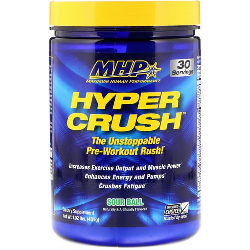 MHP, Hyper Crush, Pre-Workout, Sour Ball, 1.02 lbs (461 g) فوائد