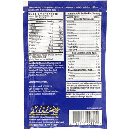 MHP, Maximum Whey, Milk Chocolate, 1.29 oz (36.7 g):بر,تين مصل اللبن, التغذية الرياضية
