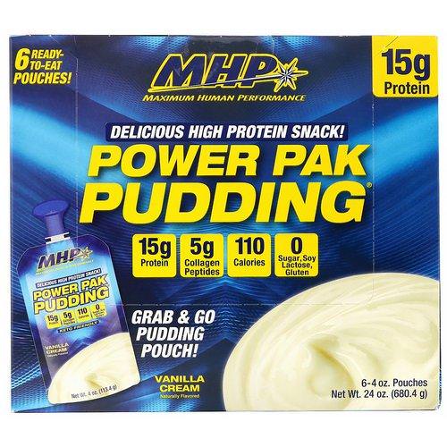 MHP, Power Pak Pudding, Vanilla Cream, 6 Pouches, 4 oz (113.4 g) Each فوائد