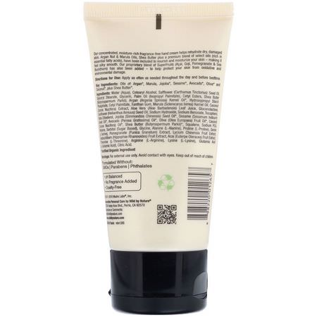 Mild By Nature, Argan Oil Hand Cream with Marula Oil & Coconut Oil plus Shea Butter, Soothing and Unscented, 2.5 oz (71 g):كريم اليد كريمة, العناية باليدين