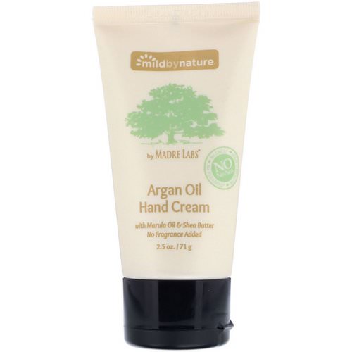 Mild By Nature, Argan Oil Hand Cream with Marula Oil & Coconut Oil plus Shea Butter, Soothing and Unscented, 2.5 oz (71 g) فوائد