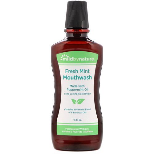 Mild By Nature, Mouthwash, Made with Peppermint Oil, Long-Lasting Fresh Breath, Fresh Mint, 16 fl oz فوائد