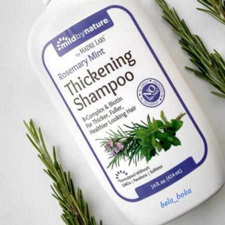 Mild By Nature, Thickening B-Complex + Biotin Shampoo by Madre Labs, No Sulfates, Rosemary Mint, 14 fl oz (414 ml)