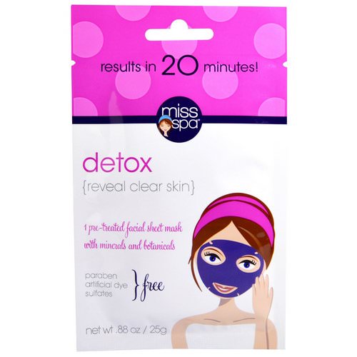 Miss Spa, Detox, Pre-Treated Facial Sheet Mask, 1 Mask فوائد