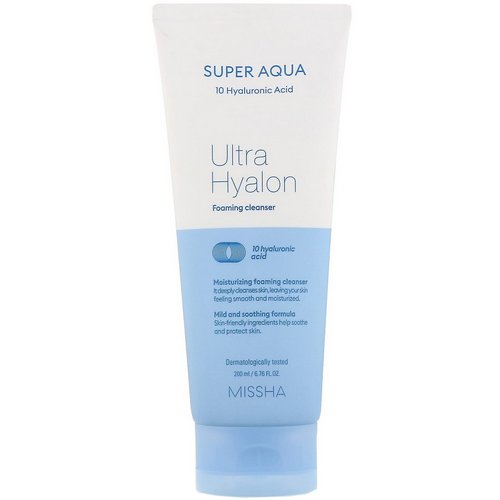 Missha, Super Aqua Ultra Hyalon Foaming Cleanser, 6.76 fl oz (200 ml) فوائد