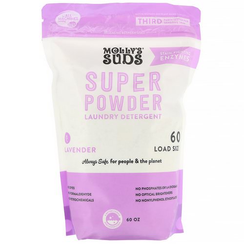 Molly's Suds, Super Powder Laundry Detergent, Lavender, 60 Loads, 60 oz فوائد
