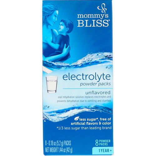 Mommy's Bliss, Electrolyte Powder Packs, Unflavored, 1 Year +, 8 Powder Packs, 0.18 oz (5.2 g) Each فوائد