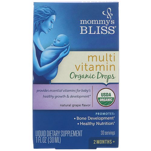 Mommy's Bliss, Multivitamin, Organic Drops, 2 Months+, Natural Grape Flavor, 1 fl oz (30 ml) فوائد