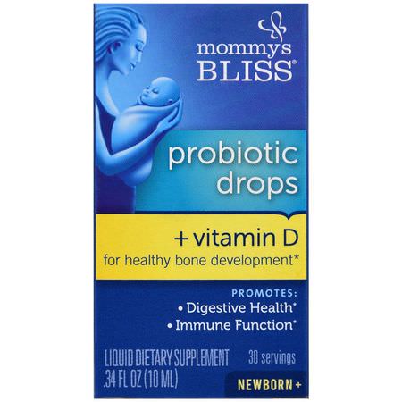 Mommy's Bliss, Probiotic Drops + Vitamin D, .34 fl oz (10 ml):بر,بي,تيك الأطفال, الصحة