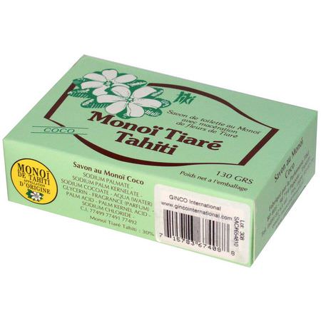 Monoi Tiare Tahiti, Coconut Oil Soap, Coconut Scented, 4.55 oz (130 g):شريط الصابون, دش