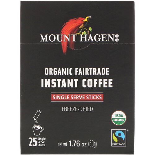 Mount Hagen, Organic Fairtrade Instant Coffee, 25 Single Serve Sticks, 1.76 oz (50 g) فوائد