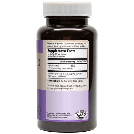 MRM, Grape Seed Extract, 120 mg, 100 Vegan Capsules:مستخلص بذ,ر العنب, مضادات الأكسدة