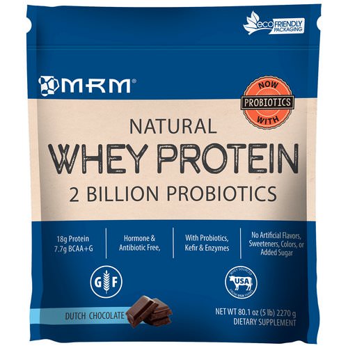 MRM, Natural Whey Protein, 2 Billion Probiotics, Dutch Chocolate, 5 lbs (2270 g) فوائد