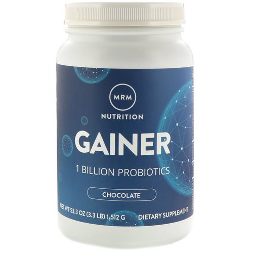 MRM, Nutrition, Gainer with1 Billion Probiotics, Chocolate, 3.3 lb (1,512 g) فوائد