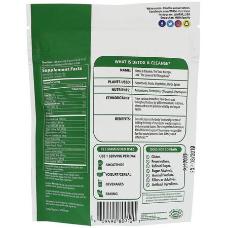 MRM, Organic Detox & Cleanse Powder, Peach Mango, 4.2 oz (120 g):س,برف,دز, الخضر